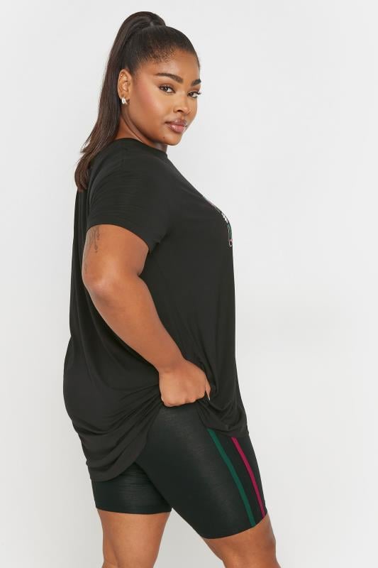 Evans YOURS ACTIVE Curve Black Side Stripe Stretch Shorts