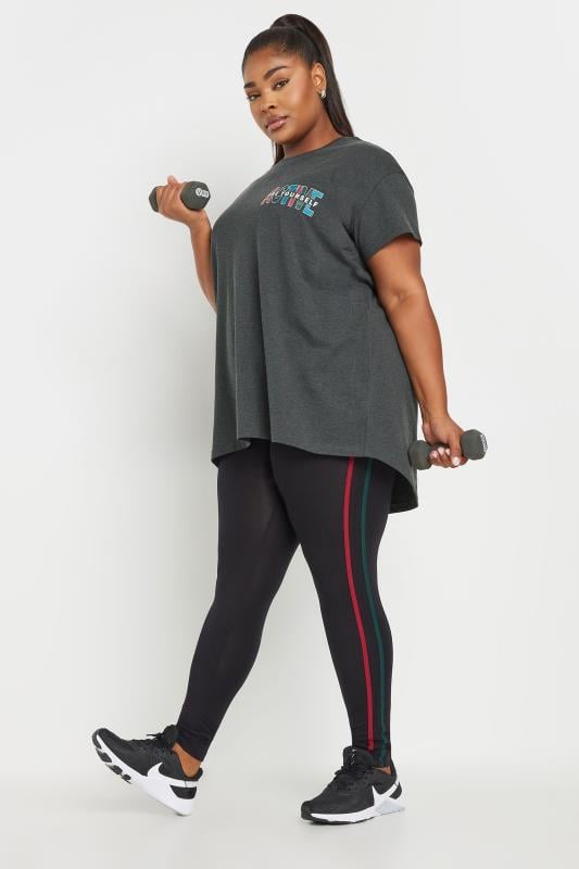 Evans YOURS ACTIVE Curve Grey 'Be Yourself' Slogan Print Top