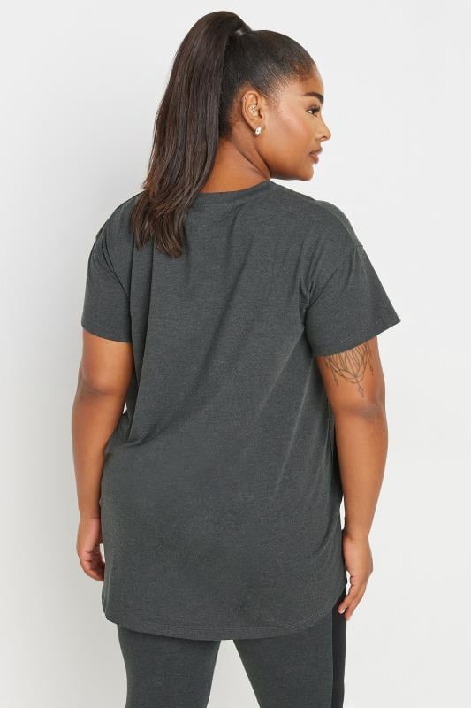 Evans YOURS ACTIVE Curve Grey 'Be Yourself' Slogan Print Top