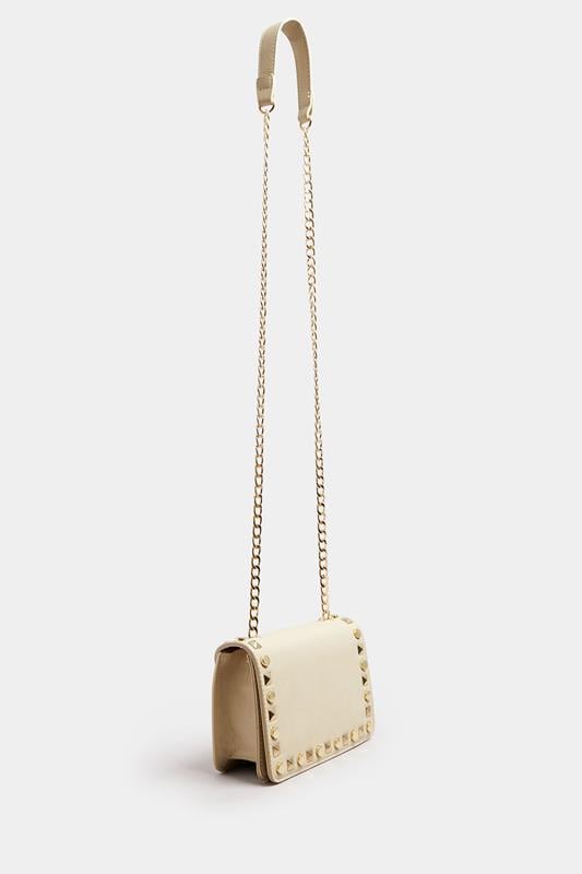 Evans Yours Beige Brown Faux Leather Stud Detail Cross Body Bag