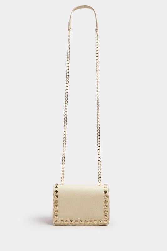 Evans Yours Beige Brown Faux Leather Stud Detail Cross Body Bag