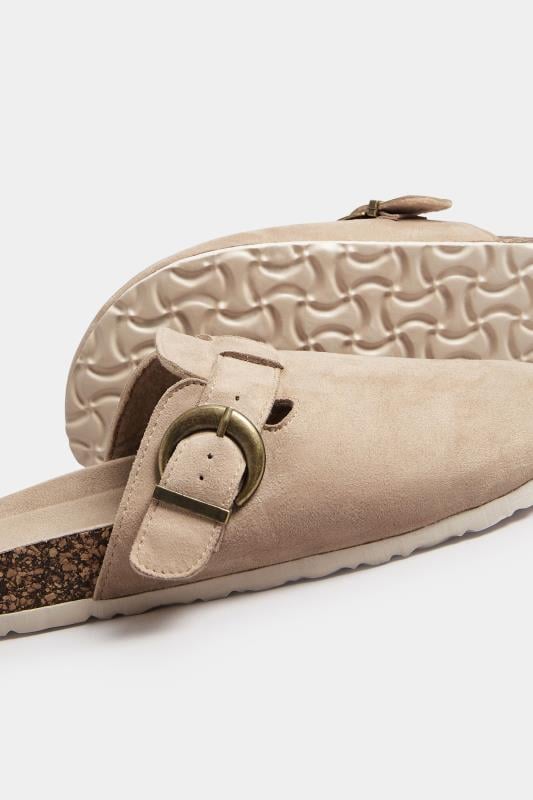 Evans Yours Beige Brown Faux Suede Clogs In Extra Wide EEE Fit