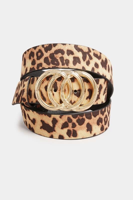 Evans Yours Beige Brown Leopard Print Triple Circle Belt