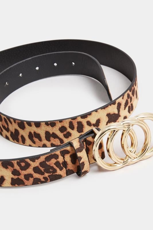 Evans Yours Beige Brown Leopard Print Triple Circle Belt