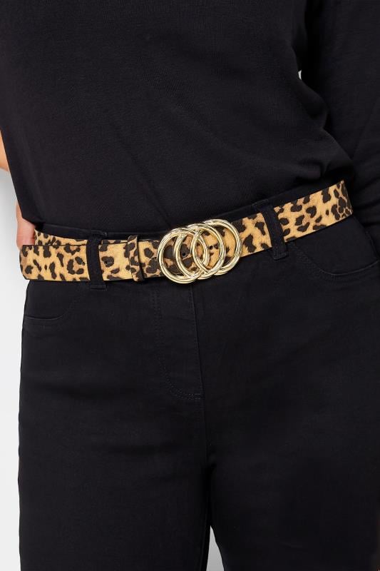 evans Yours Beige Brown Leopard Print Triple Circle Belt