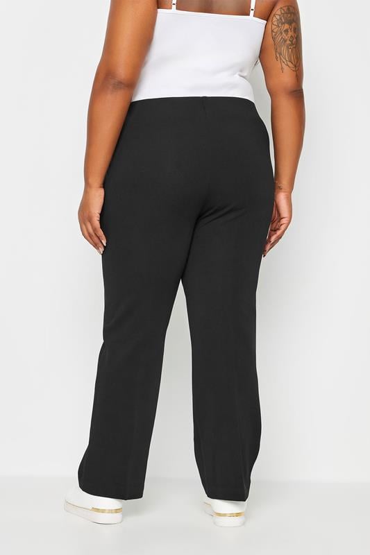 Evans YOURS BESTSELLER Curve Black Pull On Ribbed Bootcut Stretch Trousers