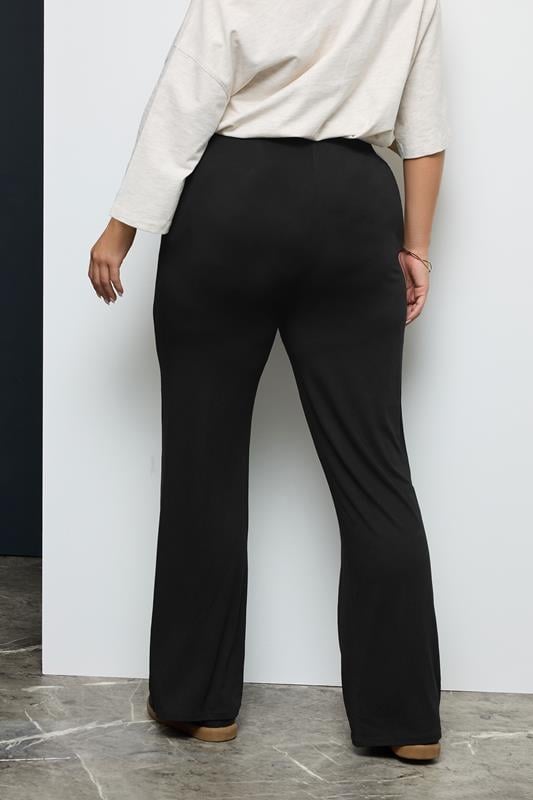 Evans YOURS BESTSELLER Curve Black Wide Leg Pull On Stretch Jersey Yoga Pants
