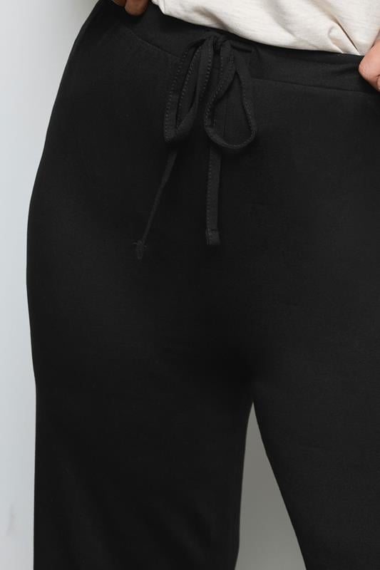 Evans YOURS BESTSELLER Curve Black Wide Leg Pull On Stretch Jersey Yoga Pants