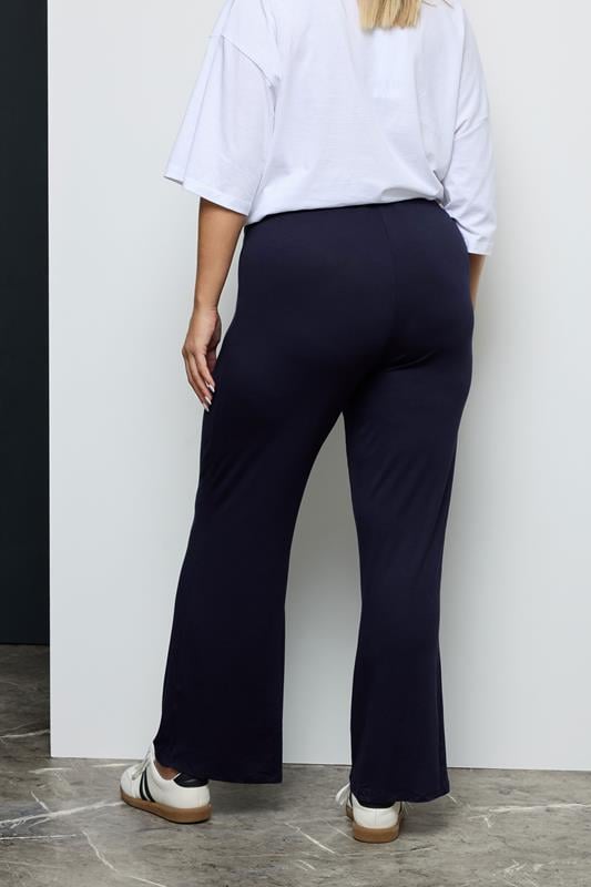 Evans YOURS BESTSELLER Curve Navy Blue Wide Leg Pull On Stretch Jersey Yoga Pants