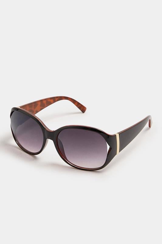 Evans Yours Black Animal Print Arm Detail Sunglasses