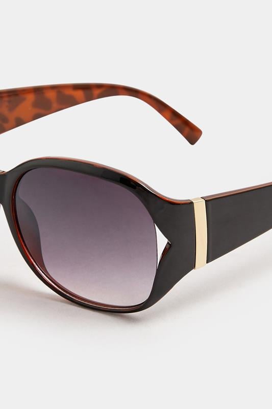 Evans Yours Black Animal Print Arm Detail Sunglasses