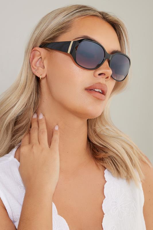 evans Yours Black Animal Print Arm Detail Sunglasses