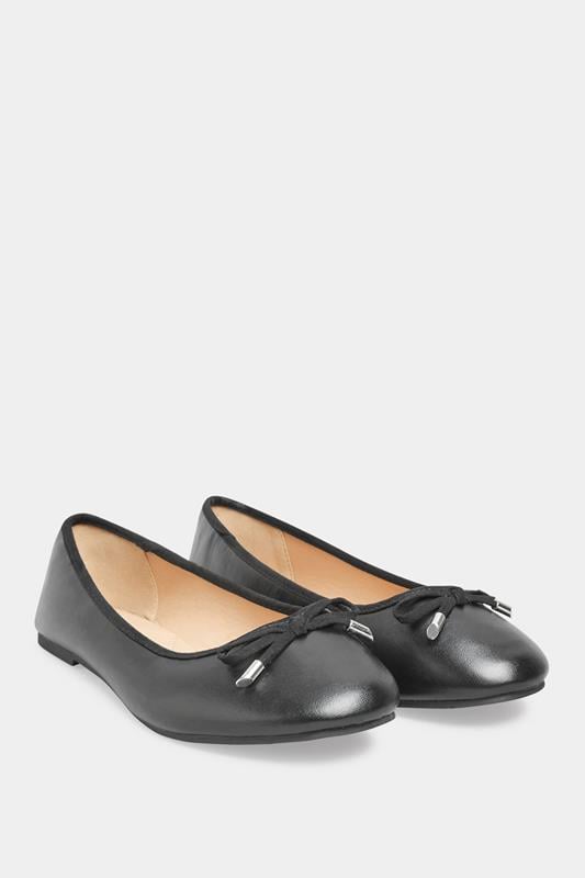 Evans Yours Black Ballerina Pumps In Wide E Fit & Extra Wide EEE Fit