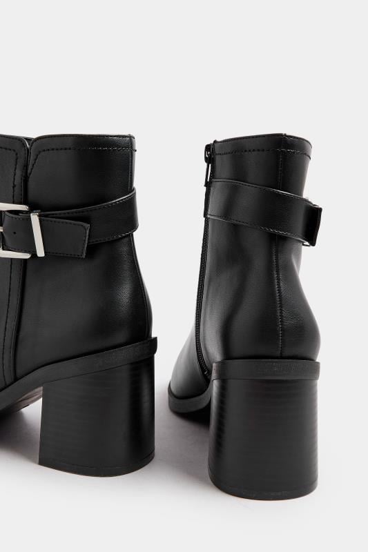 Evans Yours Black Block Heel Buckle Boot In Wide EEE Fit