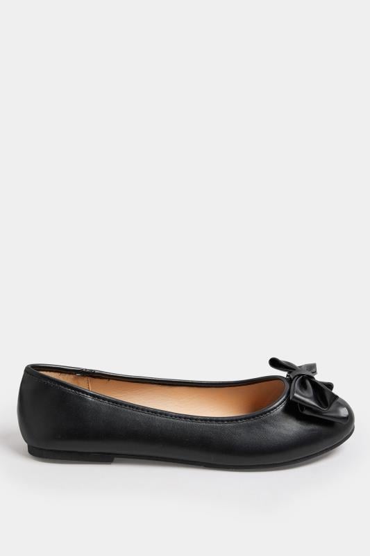 Evans Yours Black Bow Front Ballet Pump In Extra Wide EEE Fit