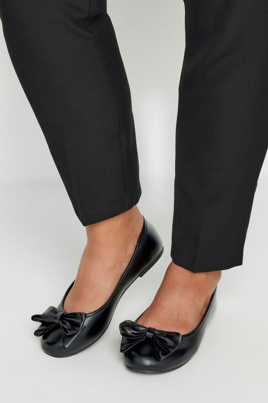 evans Yours Black Bow Front Ballet Pump In Extra Wide EEE Fit