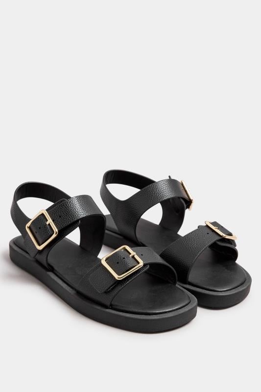 Evans Yours Black Buckle Chunky Sandals In Wide E Fit & Extra Wide EEE Fit