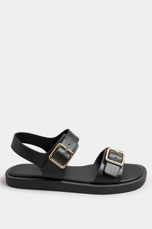 Evans Yours Black Buckle Chunky Sandals In Wide E Fit & Extra Wide EEE Fit