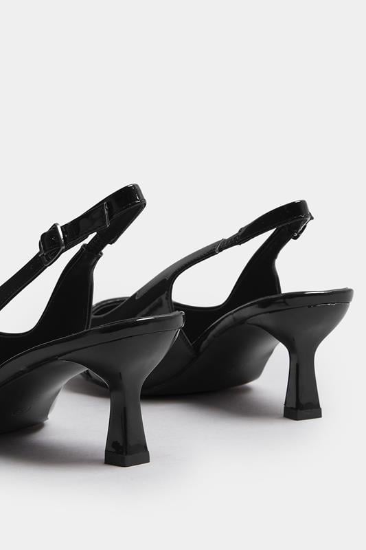 Evans Yours Black Buckle Slingback Court Shoes In Extra Wide EEE Fit