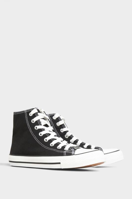 Evans Yours Black Canvas High Top Trainers In Wide E Fit