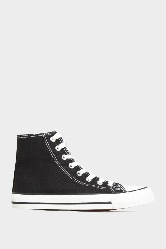 Evans Yours Black Canvas High Top Trainers In Wide E Fit