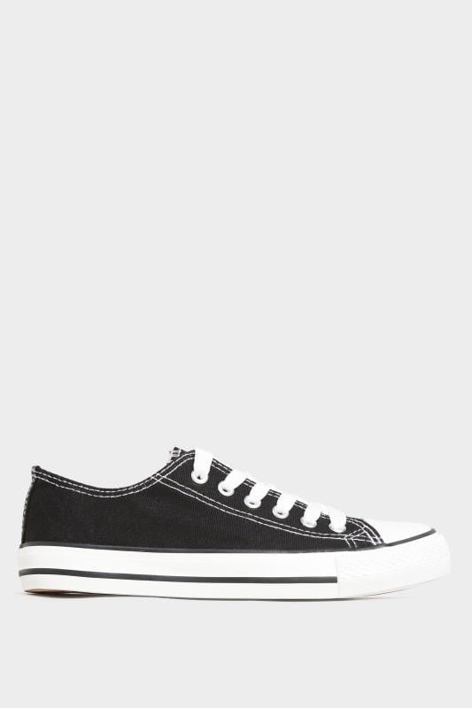Evans Yours Black Canvas Low Trainers In Wide E Fit