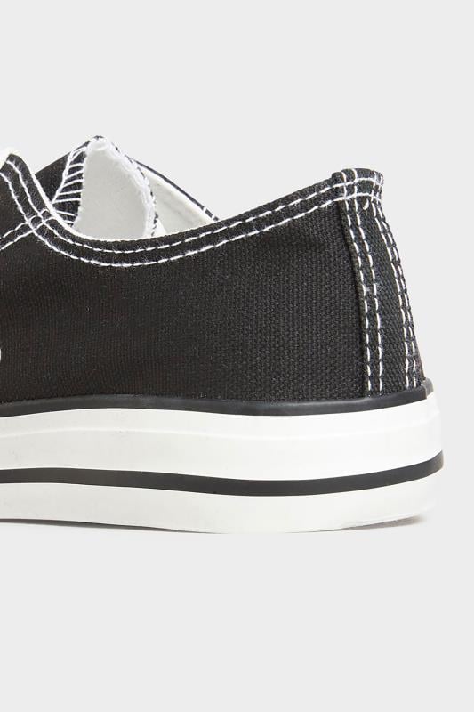 Evans Yours Black Canvas Low Trainers In Wide E Fit