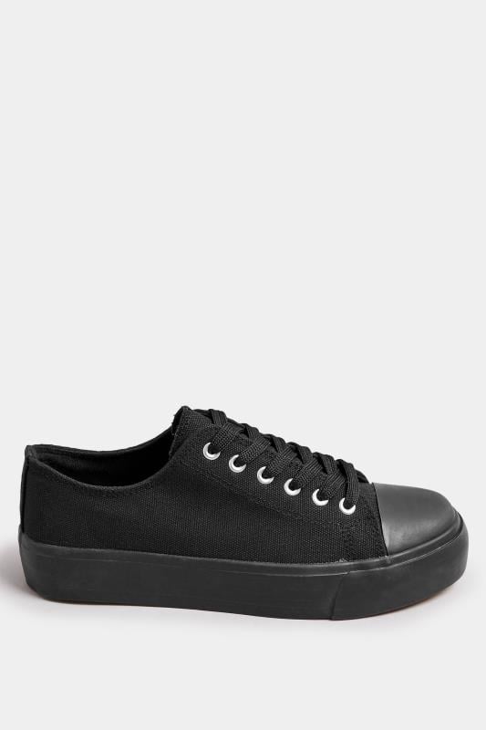 Evans Yours Black Canvas Trainers In Wide E Fit & Extra Wide EEE Fit