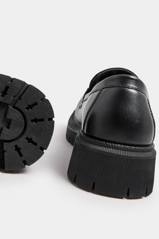 Evans Yours Black Chain Detail Chunky Loafers In Wide E Fit & Extra Wide EEE Fit