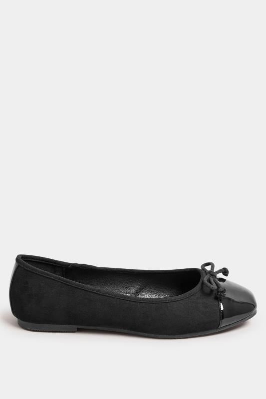 Evans Yours Black Chisel Toe Ballerina Pumps In Extra Wide EEE Fit
