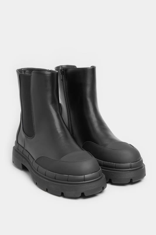 Evans Yours Black Chunky High Chelsea Boots In Extra Wide EEE Fit