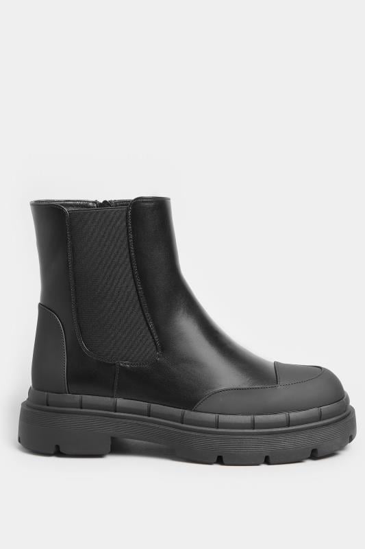 Evans Yours Black Chunky High Chelsea Boots In Extra Wide EEE Fit
