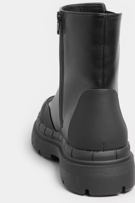 Evans Yours Black Chunky High Chelsea Boots In Extra Wide EEE Fit