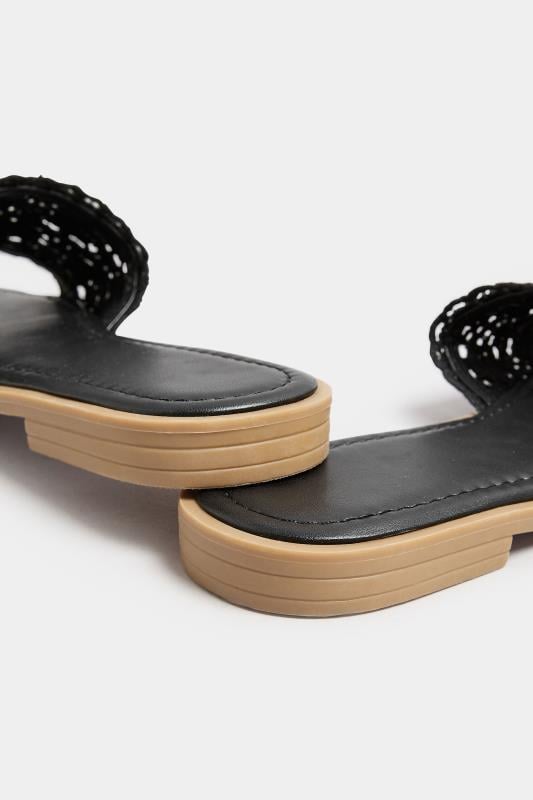 Evans Yours Black Crochet Mule Sandals In Extra Wide EEE Fit