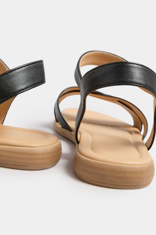 Evans Yours Black Cross Strap Sandals In Extra Wide EEE Fit