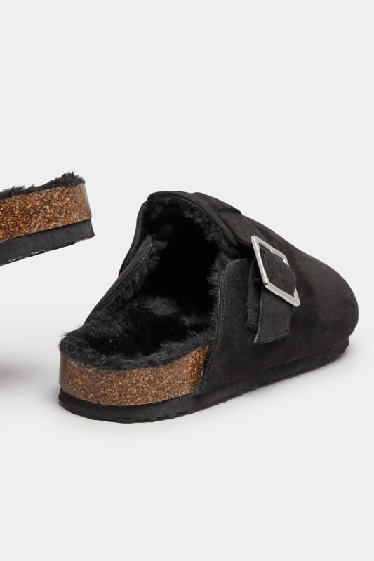 Evans Yours Black Faux Fur Lined Clogs In Extra Wide EEE Fit