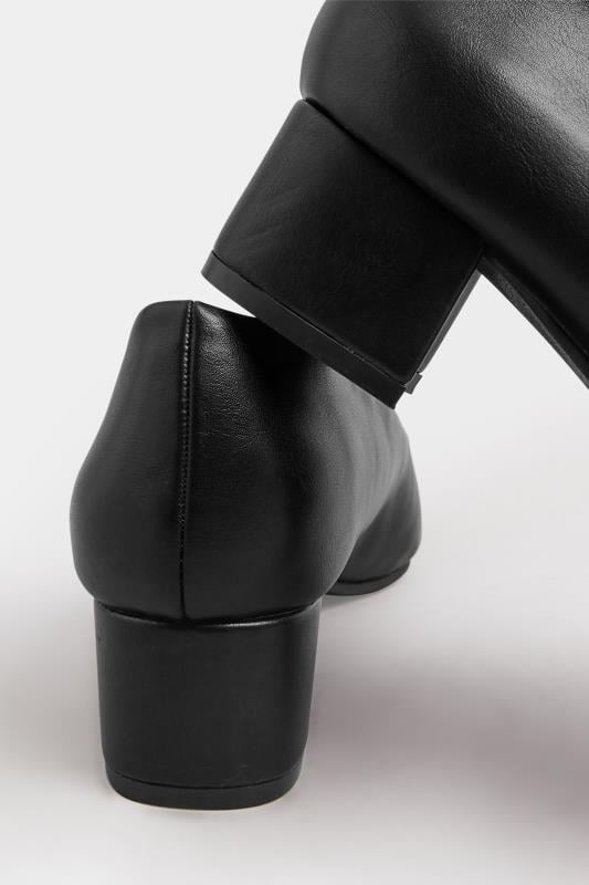 Evans Yours Black Faux Leather Block Heel Court Shoes In Extra Wide EEE Fit