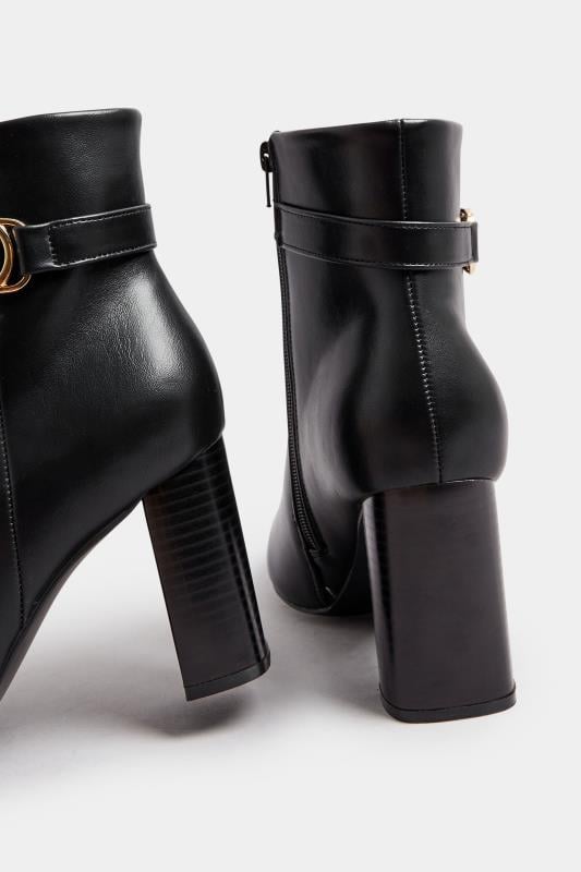Evans Yours Black Faux Leather Buckle Detail Ankle Boots In Extra Wide EEE Fit