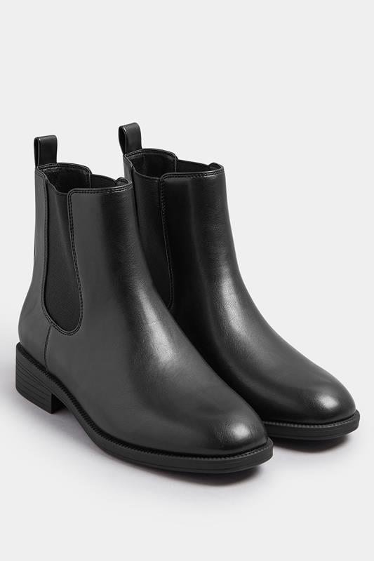 Evans Yours Black Faux Leather Chelsea Ankle Boots In Wide E Fit & Extra Wide EEE Fit