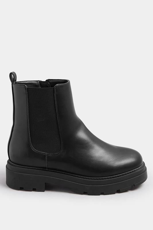 Evans Yours Black Faux Leather Chunky Chelsea Boots In Wide E Fit & Extra Wide EEE Fit