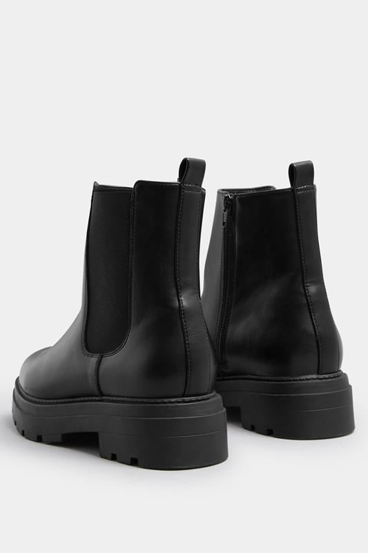 Evans Yours Black Faux Leather Chunky Chelsea Boots In Wide E Fit & Extra Wide EEE Fit