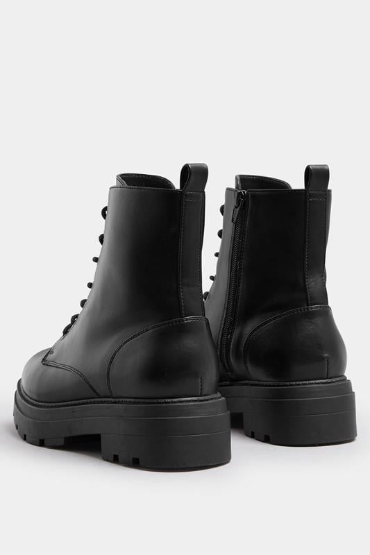 Evans Yours Black Faux Leather Chunky Lace Up Boots In Extra Wide EEE Fit