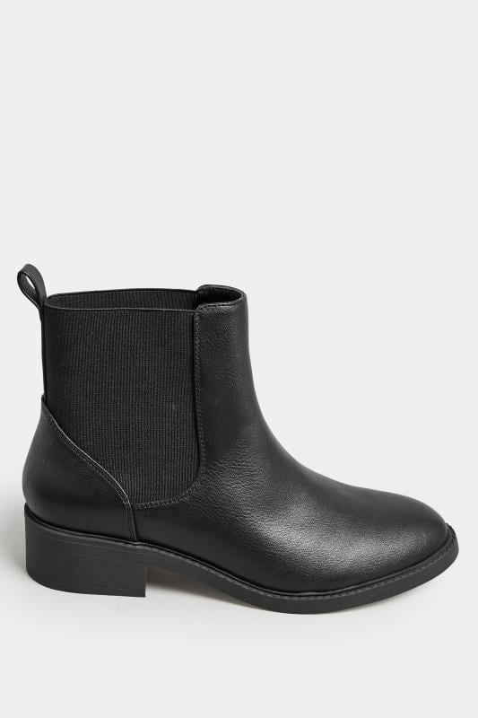Evans Yours Black Faux Leather Elasticated Chelsea Boots In Wide E Fit & Extra Wide EEE Fit