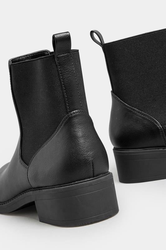 Evans Yours Black Faux Leather Elasticated Chelsea Boots In Wide E Fit & Extra Wide EEE Fit