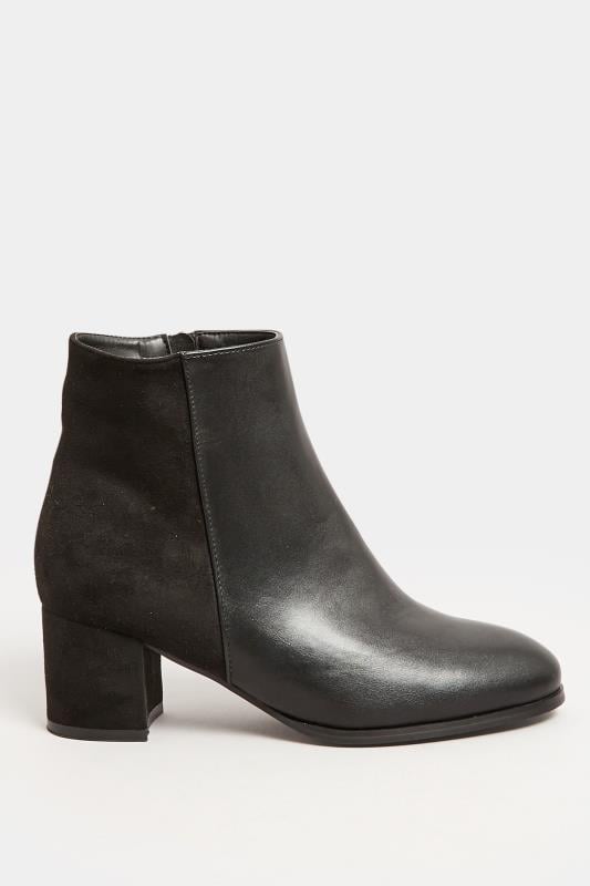 Evans Yours Black Faux Leather Heeled Ankle Boots In E Fit & EEE Fit