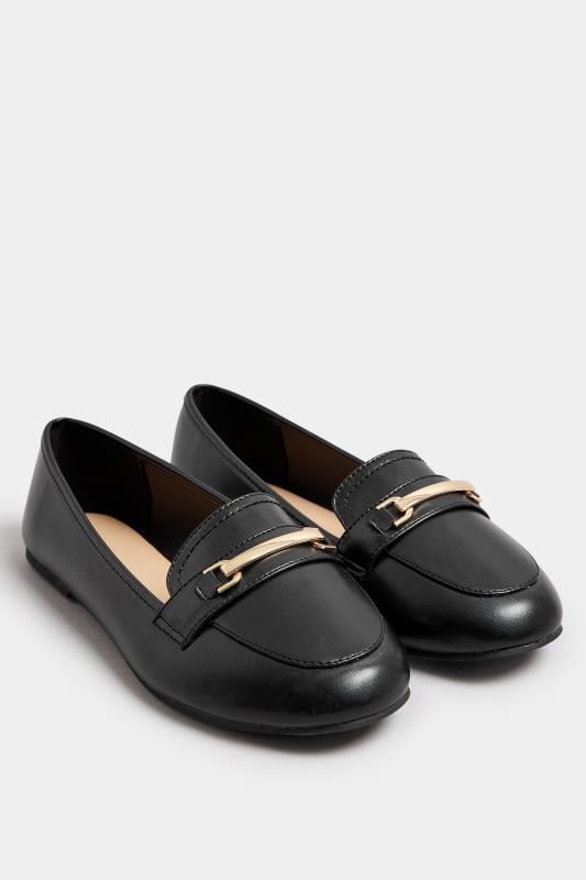 Evans Yours Black Faux Leather Loafers In Extra Wide EEE Fit