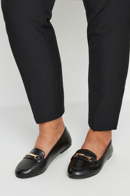 evans Yours Black Faux Leather Loafers In Extra Wide EEE Fit