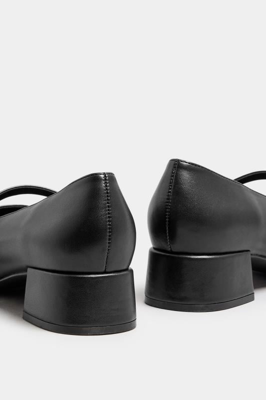 Evans Yours Black Faux Leather Mary Jane Block Heels In Extra Wide EEE Fit