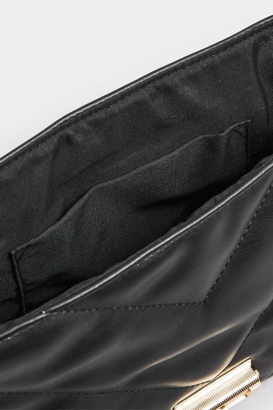 Evans Yours Black Faux Leather Quilted Shoulder Bag