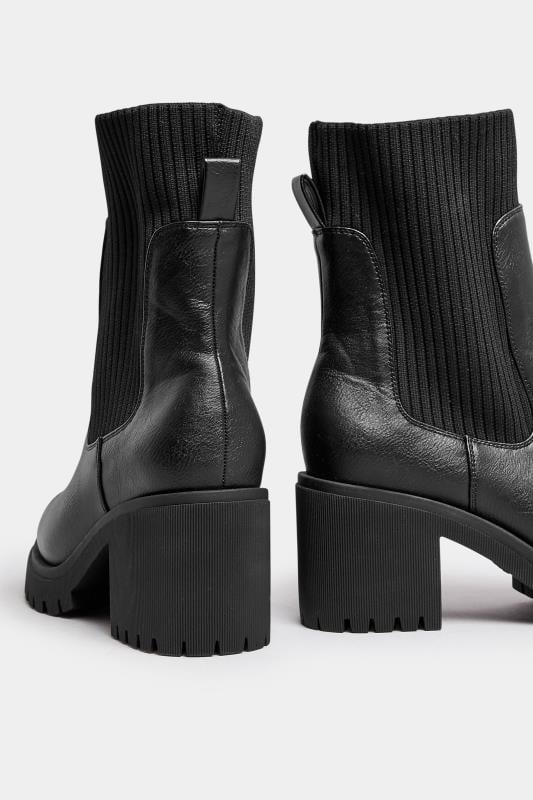 Evans Yours Black Faux Leather Sock Chelsea Boots In Extra Wide EEE Fit